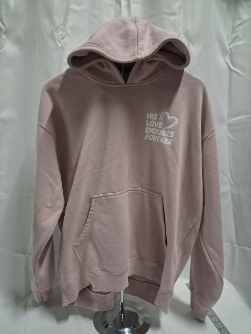 Elevated Faith Women's Pink Hooded Sweatshirt Size Medium His Love Endures